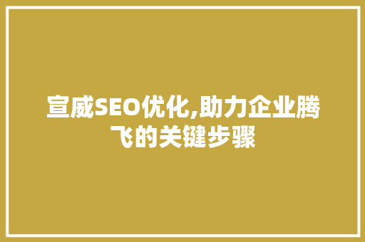宣威SEO优化,助力企业腾飞的关键步骤