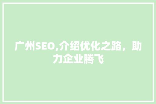 广州SEO,介绍优化之路，助力企业腾飞  第1张