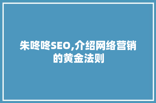 朱咚咚SEO,介绍网络营销的黄金法则
