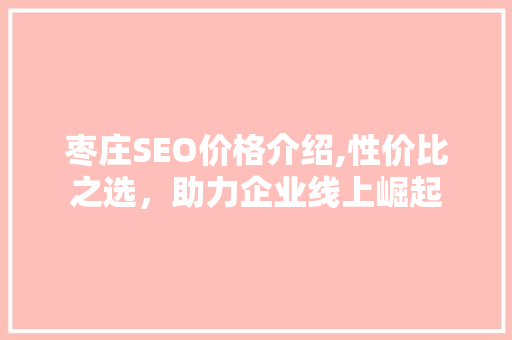 枣庄SEO价格介绍,性价比之选，助力企业线上崛起