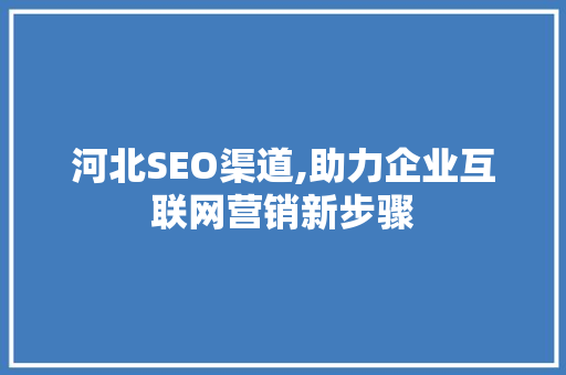 河北SEO渠道,助力企业互联网营销新步骤