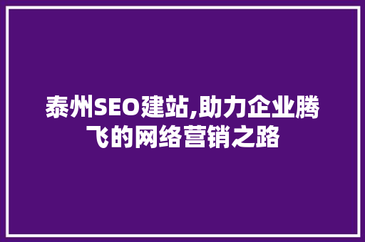 泰州SEO建站,助力企业腾飞的网络营销之路
