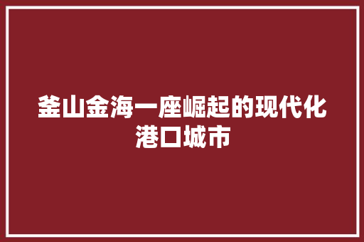 釜山金海一座崛起的现代化港口城市