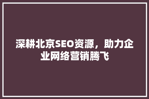 深耕北京SEO资源，助力企业网络营销腾飞  第1张