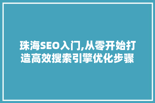 珠海SEO入门,从零开始打造高效搜索引擎优化步骤