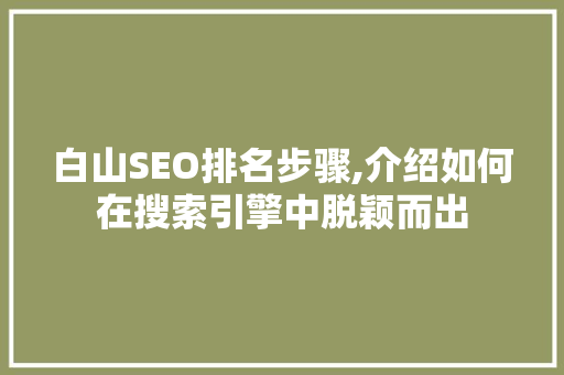 白山SEO排名步骤,介绍如何在搜索引擎中脱颖而出  第1张