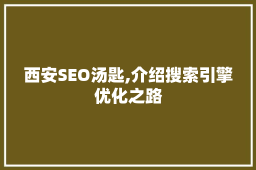 西安SEO汤匙,介绍搜索引擎优化之路