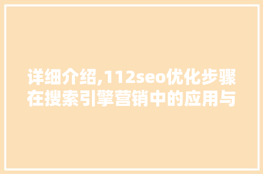 详细介绍,112seo优化步骤在搜索引擎营销中的应用与方法