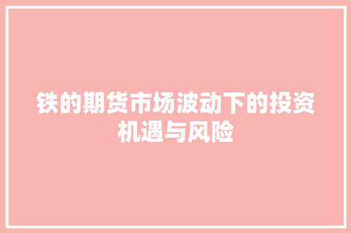铁的期货市场波动下的投资机遇与风险