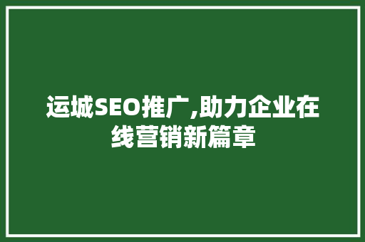 运城SEO推广,助力企业在线营销新篇章