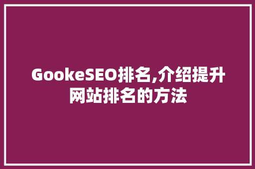 GookeSEO排名,介绍提升网站排名的方法  第1张