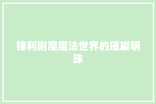 锋利附魔魔法世界的璀璨明珠