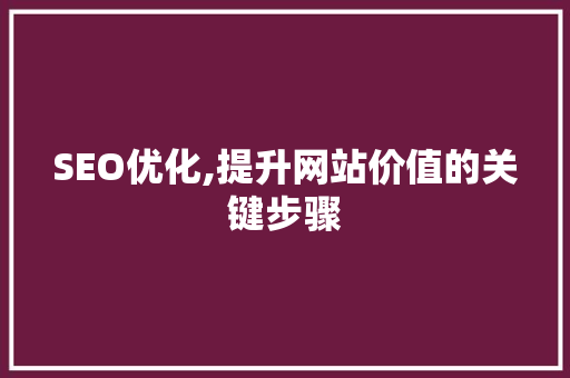 SEO优化,提升网站价值的关键步骤