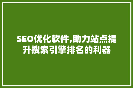 SEO优化软件,助力站点提升搜索引擎排名的利器