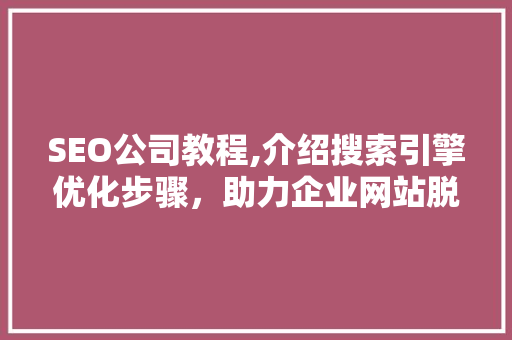 SEO公司教程,介绍搜索引擎优化步骤，助力企业网站脱颖而出