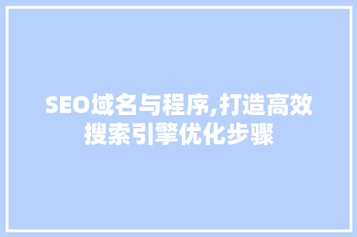 SEO域名与程序,打造高效搜索引擎优化步骤