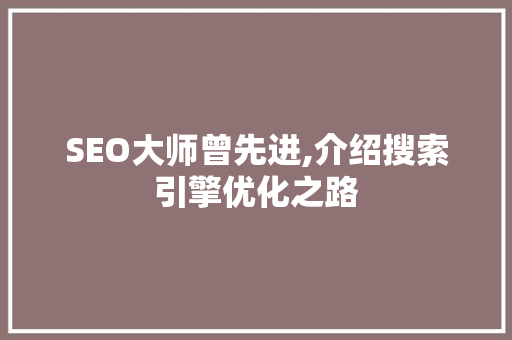 SEO大师曾先进,介绍搜索引擎优化之路