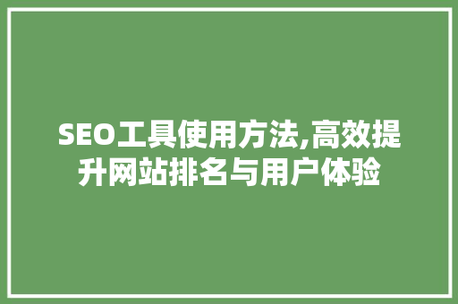 SEO工具使用方法,高效提升网站排名与用户体验