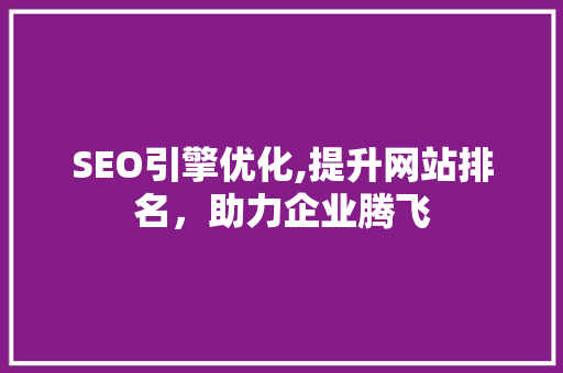 SEO引擎优化,提升网站排名，助力企业腾飞