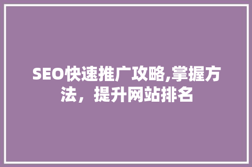 SEO快速推广攻略,掌握方法，提升网站排名  第1张