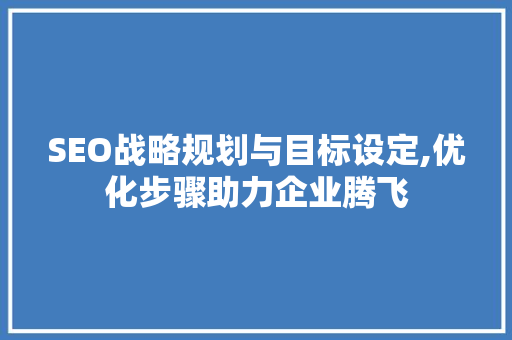 SEO战略规划与目标设定,优化步骤助力企业腾飞