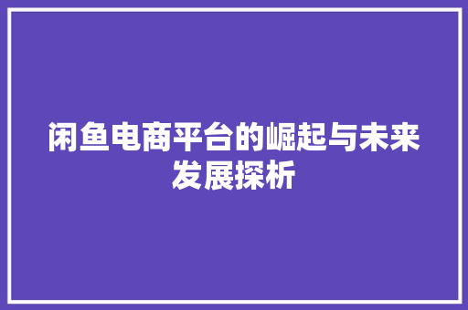 闲鱼电商平台的崛起与未来发展探析