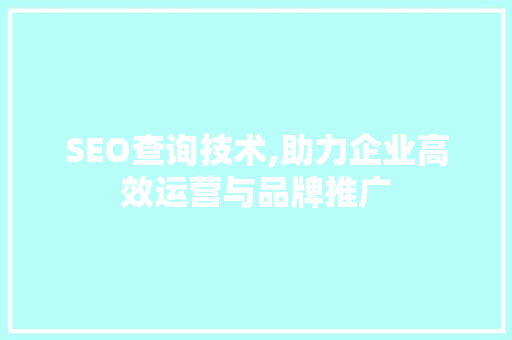 SEO查询技术,助力企业高效运营与品牌推广