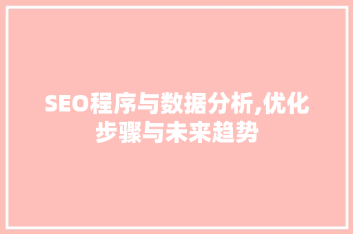 SEO程序与数据分析,优化步骤与未来趋势