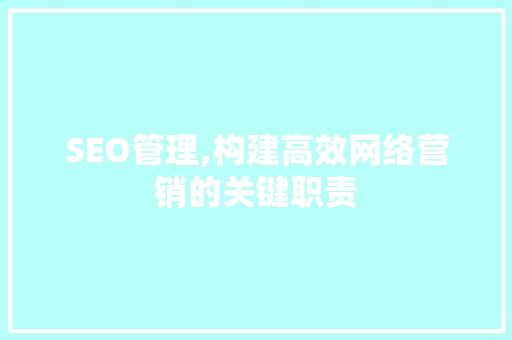 SEO管理,构建高效网络营销的关键职责