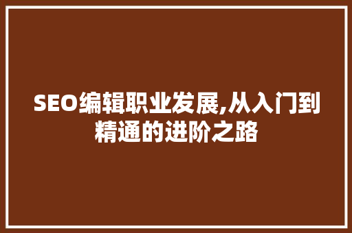 SEO编辑职业发展,从入门到精通的进阶之路
