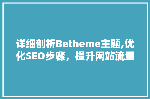 详细剖析Betheme主题,优化SEO步骤，提升网站流量  第1张