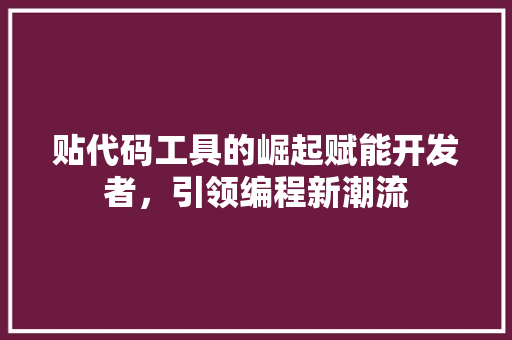 贴代码工具的崛起赋能开发者，引领编程新潮流