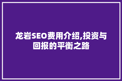 龙岩SEO费用介绍,投资与回报的平衡之路  第1张