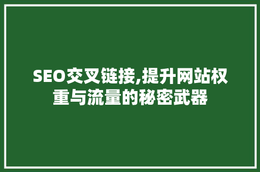 SEO交叉链接,提升网站权重与流量的秘密武器