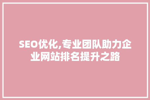 SEO优化,专业团队助力企业网站排名提升之路