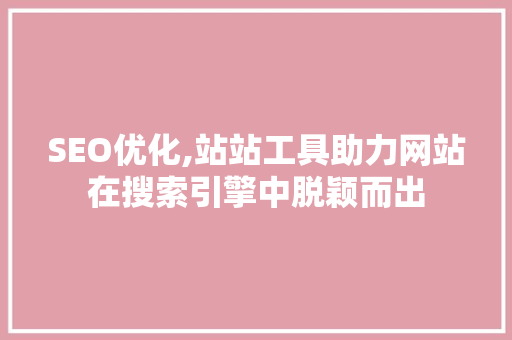 SEO优化,站站工具助力网站在搜索引擎中脱颖而出