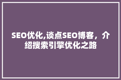 SEO优化,谈点SEO博客，介绍搜索引擎优化之路