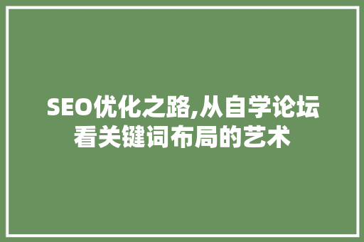 SEO优化之路,从自学论坛看关键词布局的艺术