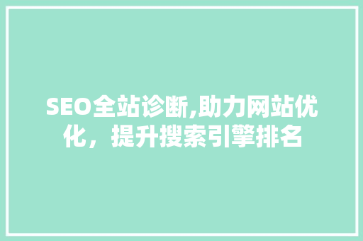 SEO全站诊断,助力网站优化，提升搜索引擎排名