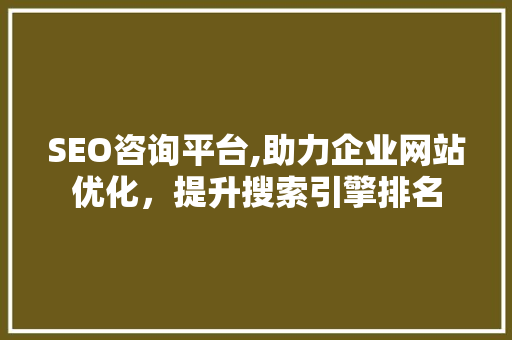SEO咨询平台,助力企业网站优化，提升搜索引擎排名