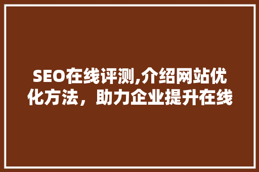 SEO在线评测,介绍网站优化方法，助力企业提升在线竞争力