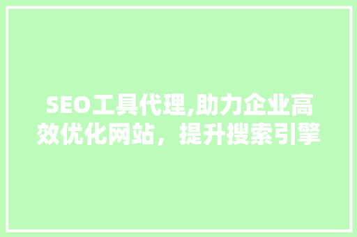 SEO工具代理,助力企业高效优化网站，提升搜索引擎排名