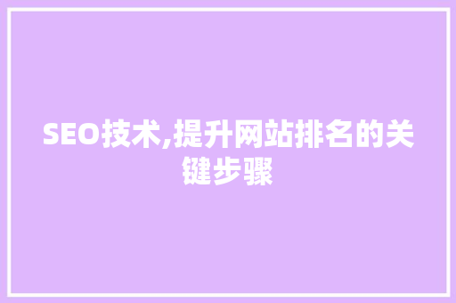 SEO技术,提升网站排名的关键步骤