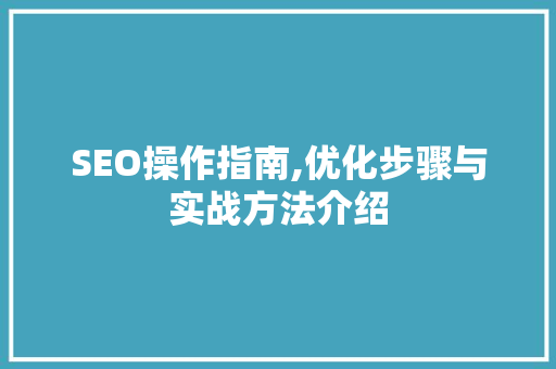 SEO操作指南,优化步骤与实战方法介绍