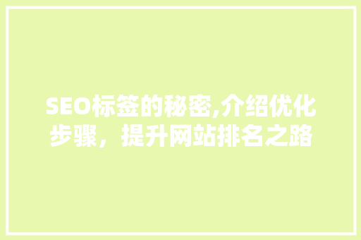 SEO标签的秘密,介绍优化步骤，提升网站排名之路