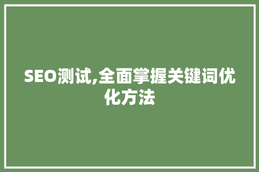SEO测试,全面掌握关键词优化方法  第1张