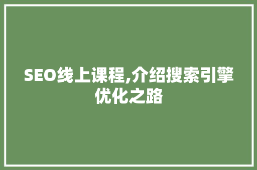 SEO线上课程,介绍搜索引擎优化之路
