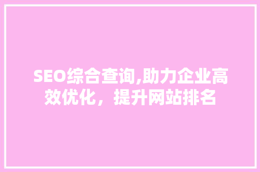 SEO综合查询,助力企业高效优化，提升网站排名