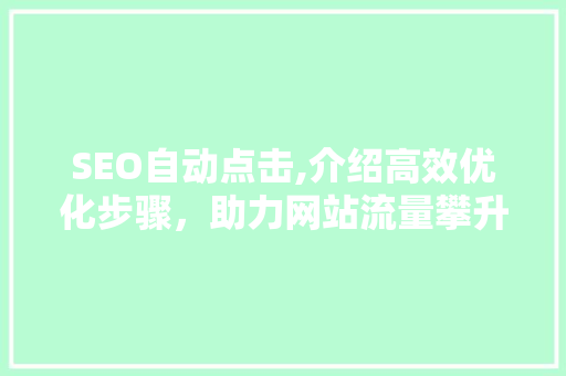 SEO自动点击,介绍高效优化步骤，助力网站流量攀升