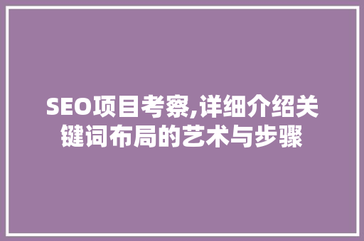 SEO项目考察,详细介绍关键词布局的艺术与步骤